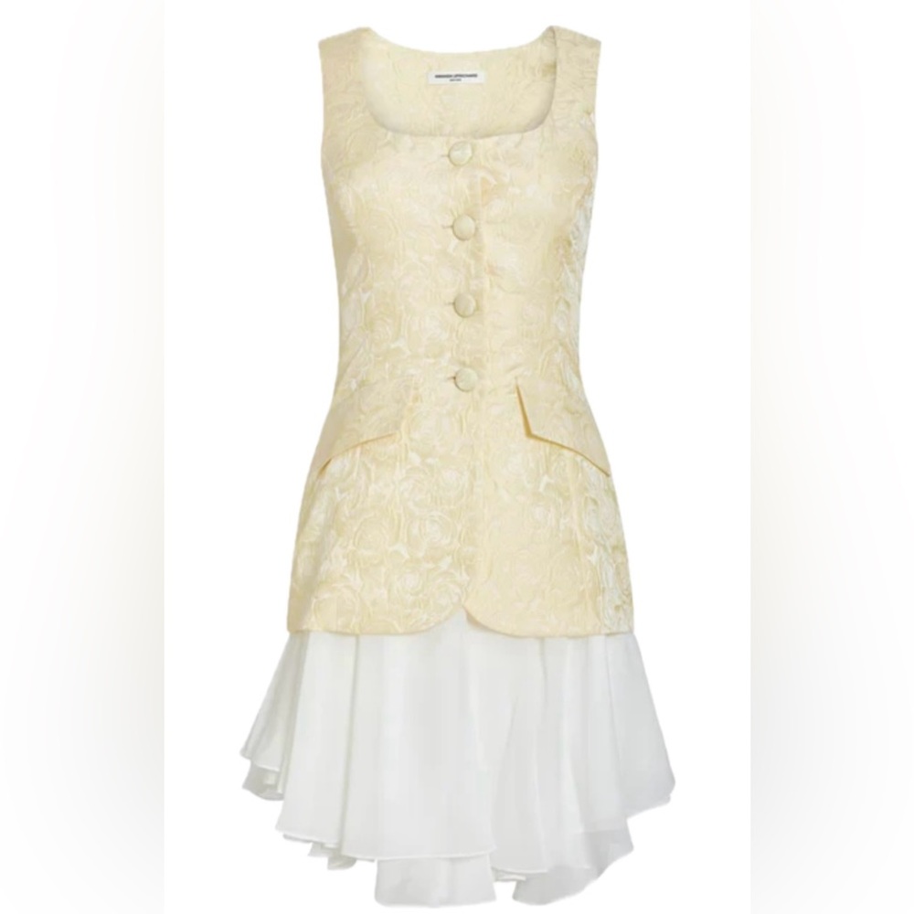 Amanda Uprichard Lilibet Dress in Cornsilk/White NWT